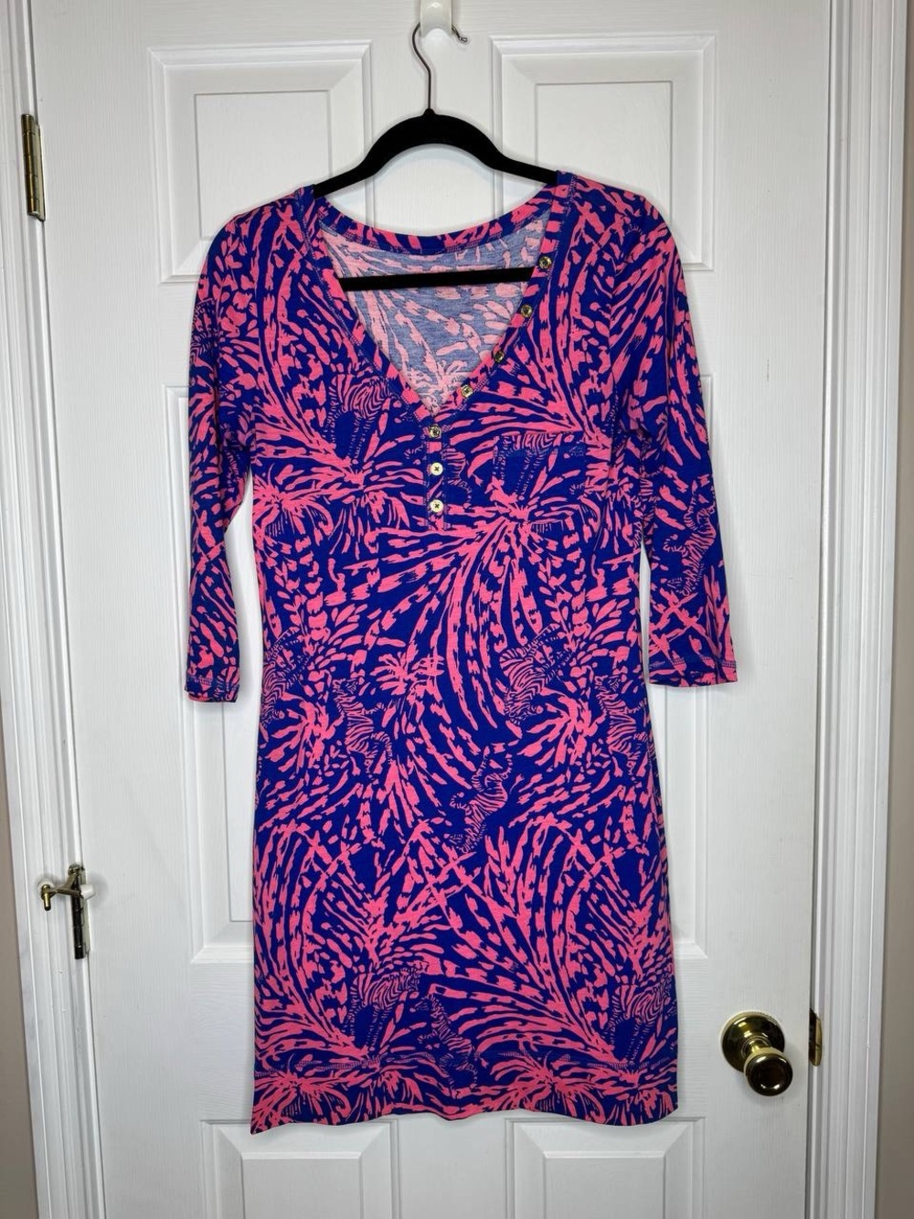 Lilly Pulitzer Pink & Blue Tropical Print Dress